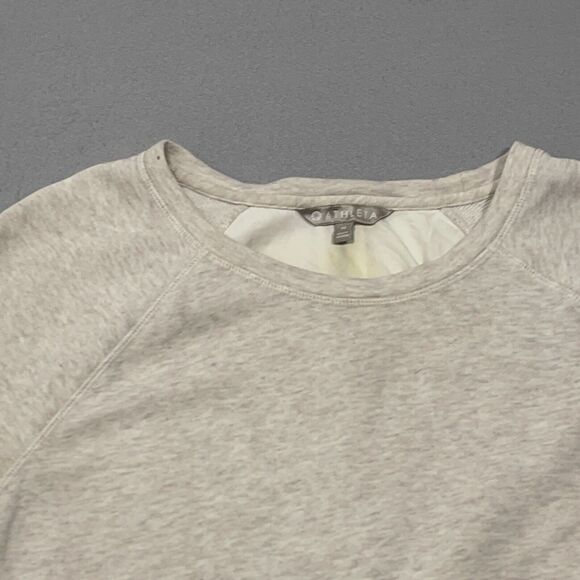 Athleta Roamer Sweatshirt Medium‎ Heathered Beige Oatmeal Zipper Back Layered - Picture 3 of 11